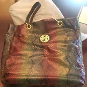 Kate Landry faux snakeskin tote nwt